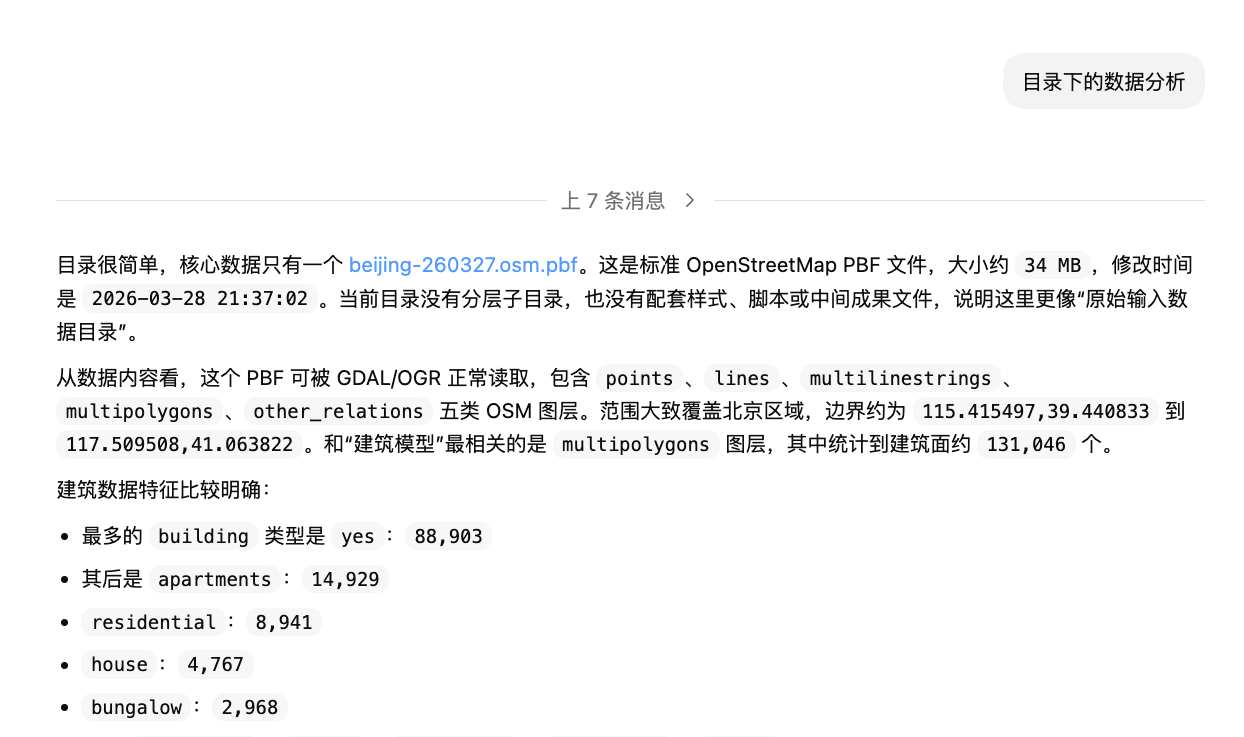 （AI 对话截图：目录下的数据分析）